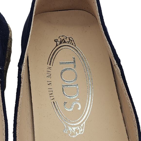 Tod's Suede Whipstitched Espadrilles Navy 36.5 - Picture 6 of 8